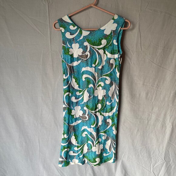 Dresses & Skirts - Vintage '70s FLORAL DRESS Homemade - Blue Green White Brown One Of Kind - Size 8